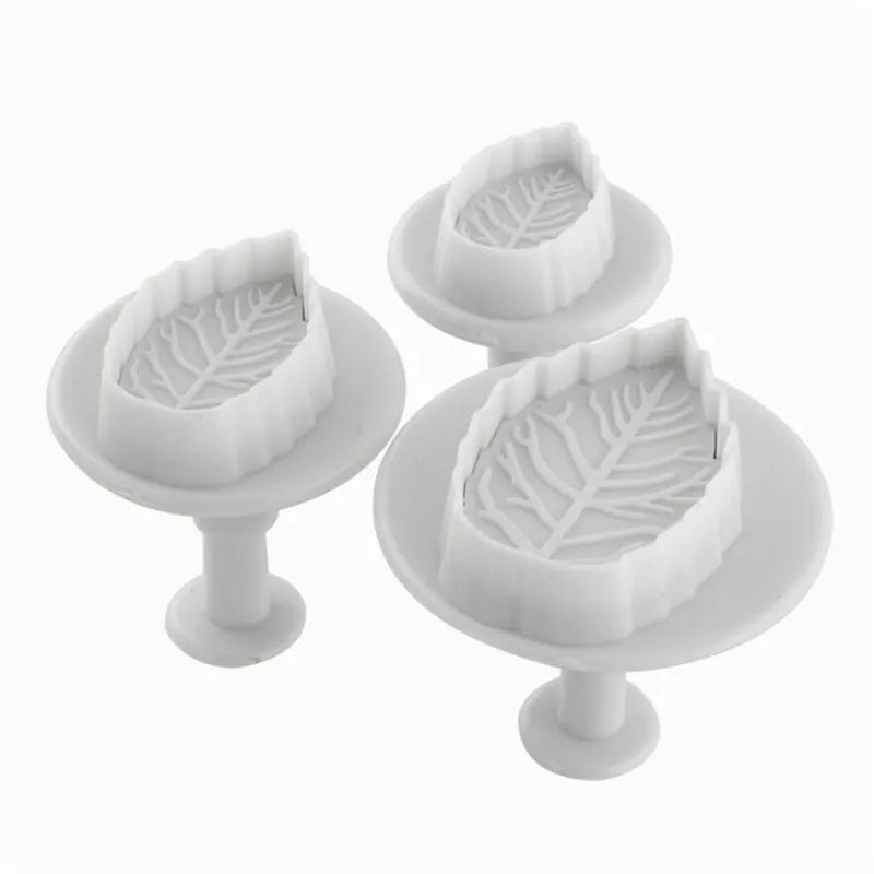 3Pcs/Set Cake Rose Leaf Plunger Fondant Decorating Sugar Craft Mold Cookie Biscuit Cutter Cake Decorating Pastry Cake Tools