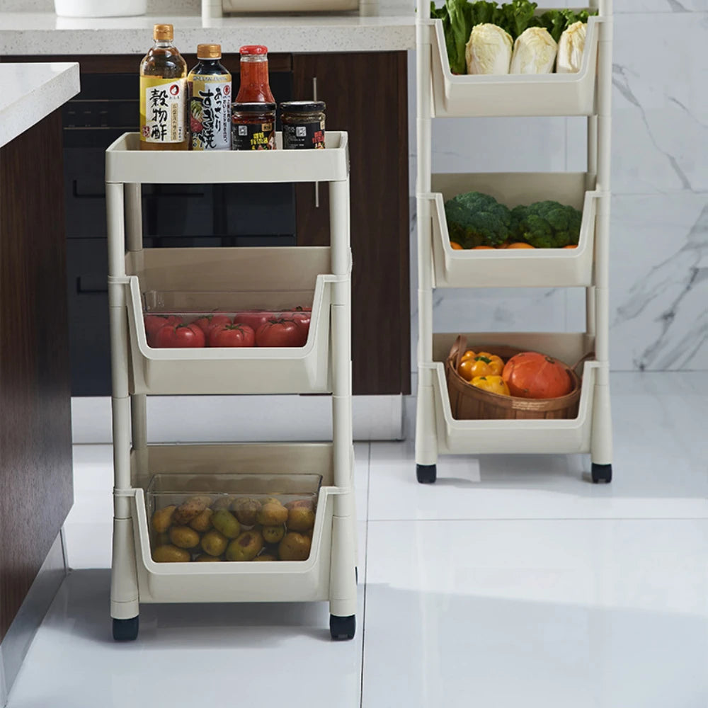 Trolley Bookshelf Kitchen Multi-Layer Storage Rack with Wheels Corner Narrow Slit Storage Cabinet Bathroom Mobile Display Shelf