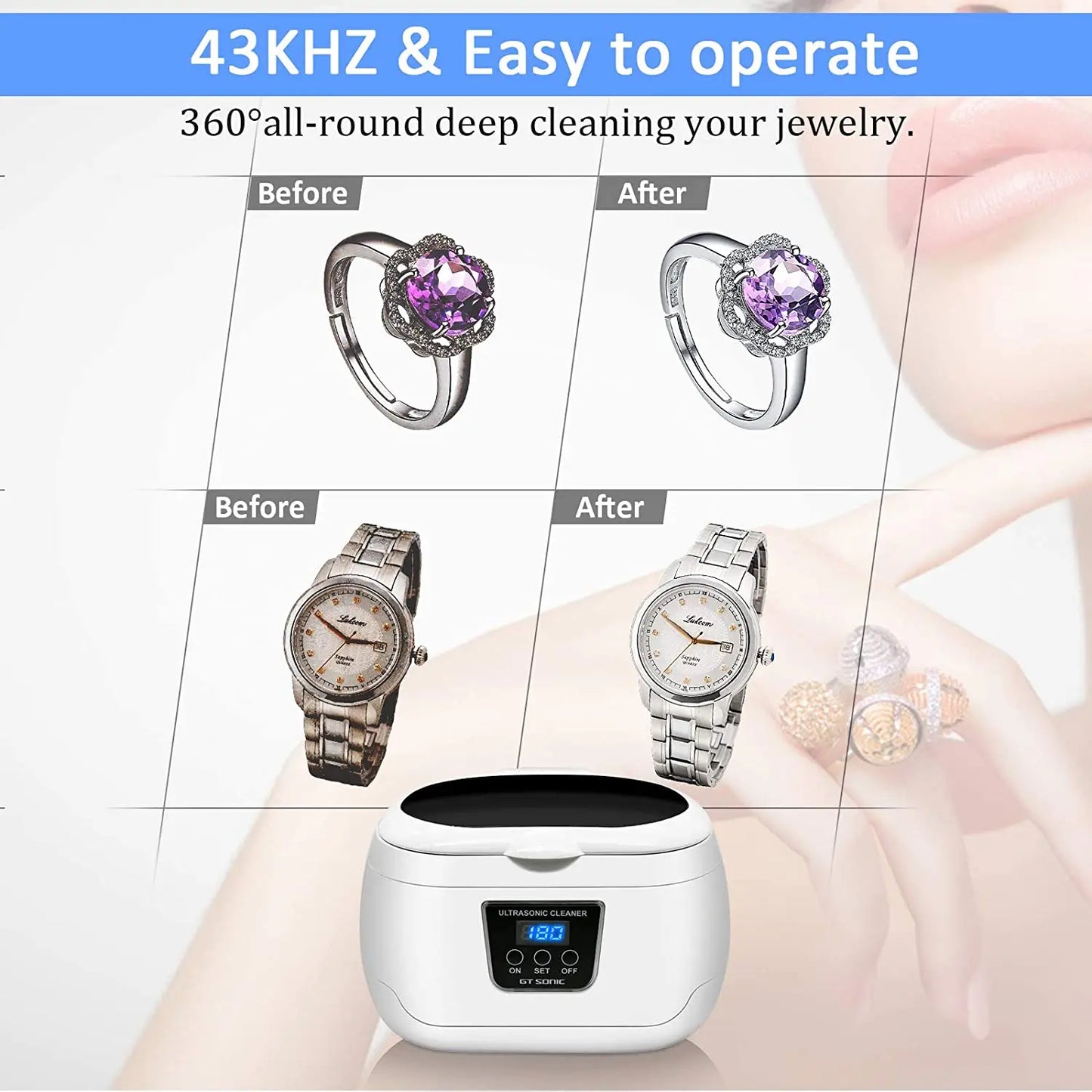 GTSONIC 600ML Ultrasoon Reiniger Badtimer voor Sieraden Onderdelen Brillen Manicure Stenen Snijders Tandheelkundige Scheermes Borstel UltrasoundSonic