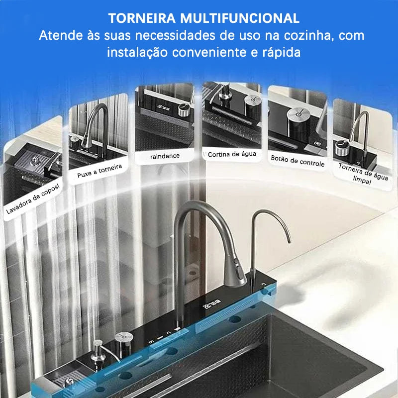 New Arrival Versatile Multi-Functional Kitchen Sink with Flexible Black Tap - 75X45X20 cm Size - Perfect for Your Modern Kitchen