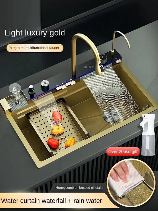 Golden Sink 304 Stainless Steel Large Single Sink Kitchen Hand Wash Vegetable Basin Household Basin Dishwashing sink