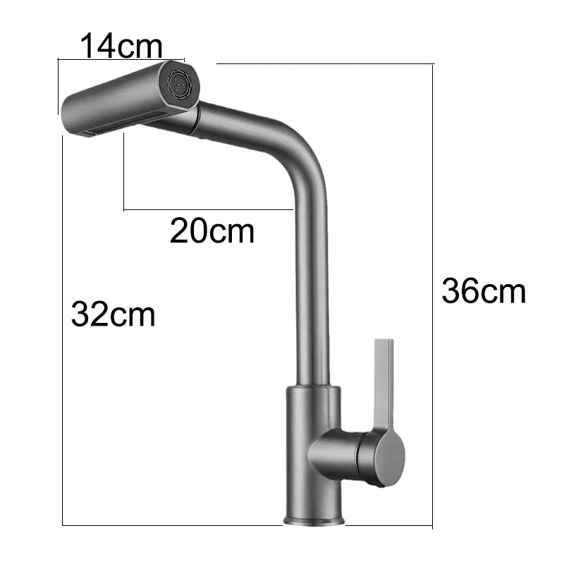 YCRAYS 4 Mode Black Kitchen Faucet Gray Pull Out Waterfall Stream Sprayer Head Sink Mixer Brushed Nickle Water Tap Accessories