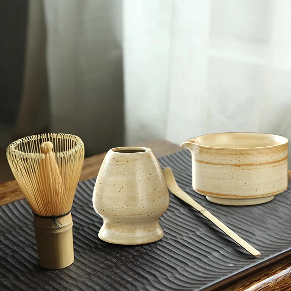 4PCS Japanese Matcha Tea Set Safe Bamboo Whisk Teaspoon Tea Sets Indoor Beverage Shop Tea-making Tools Accessories