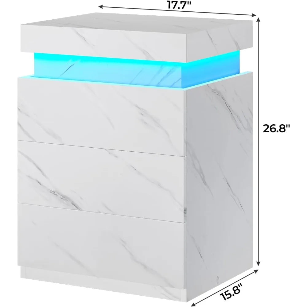 LED Nachtkastjes Set van 2, Nachtkastje met Oplaadstation en Schuifblad, Nachtkastje Nachtkastje voor Slaapkamer Set van 2