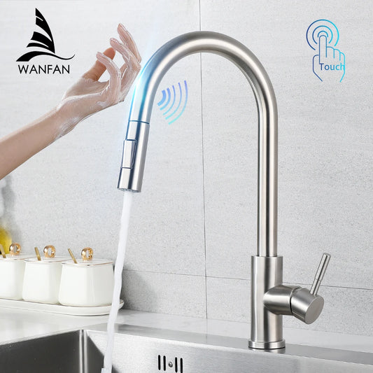 Smart Touch Kitchen Faucets Crane For Sensor Kitchen Water Tap Sink Mixer Rotate Touch Faucet Sensor Water Mixer KH-1015