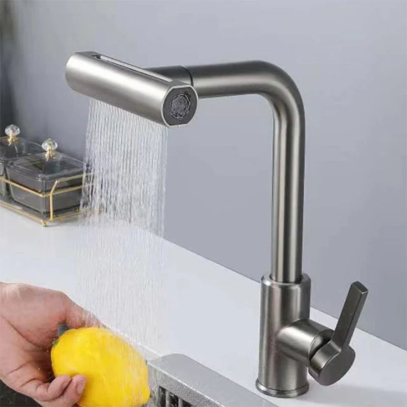 YCRAYS 4 Mode Black Kitchen Faucet Gray Pull Out Waterfall Stream Sprayer Head Sink Mixer Brushed Nickle Water Tap Accessories